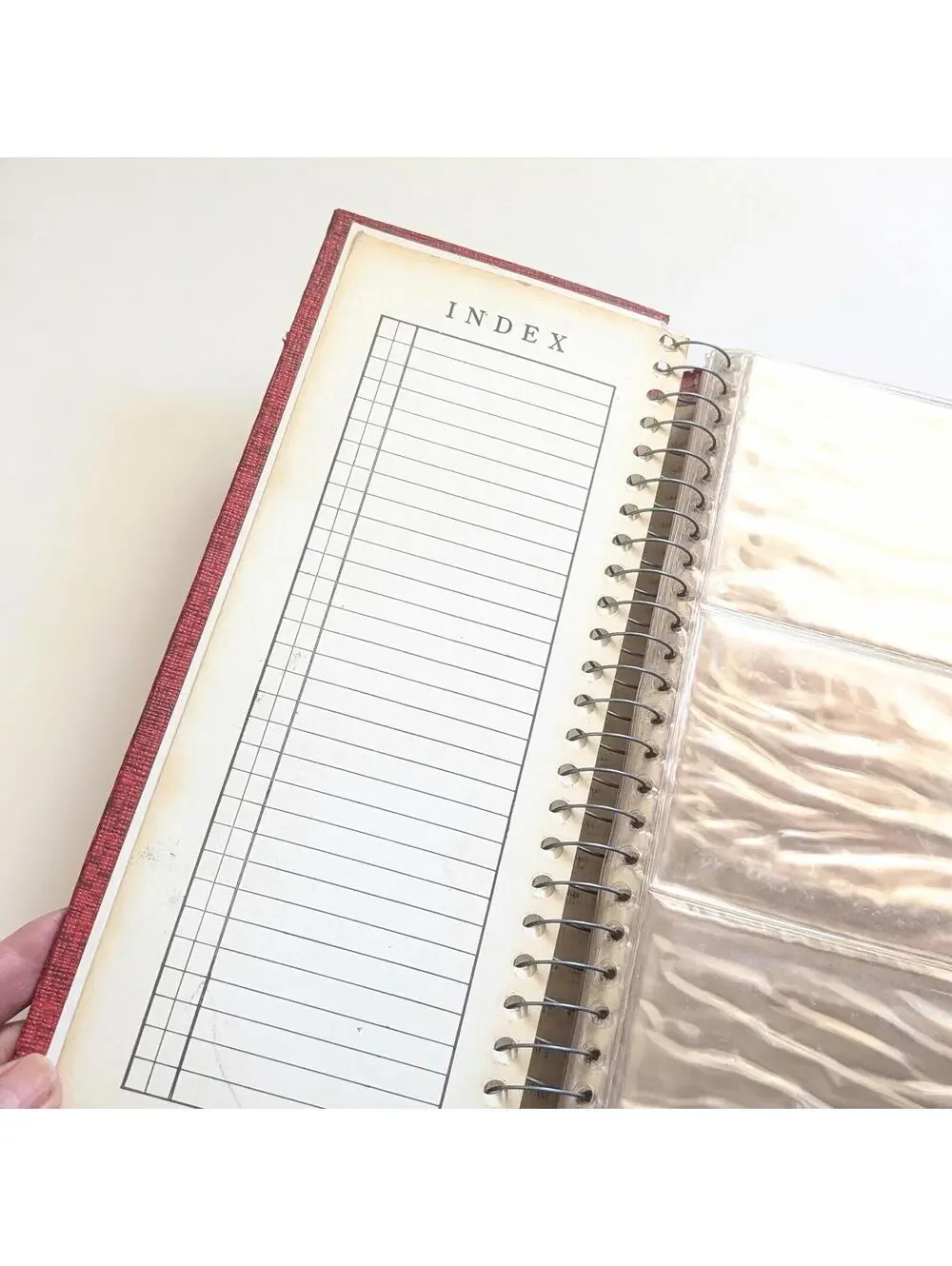 Vintage Red Photo Album with Snapshot Sized Sleeves